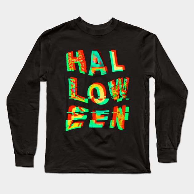 HALLOWEEN Scary Spooky Glitchy Witchy Letters Long Sleeve T-Shirt by TJWDraws